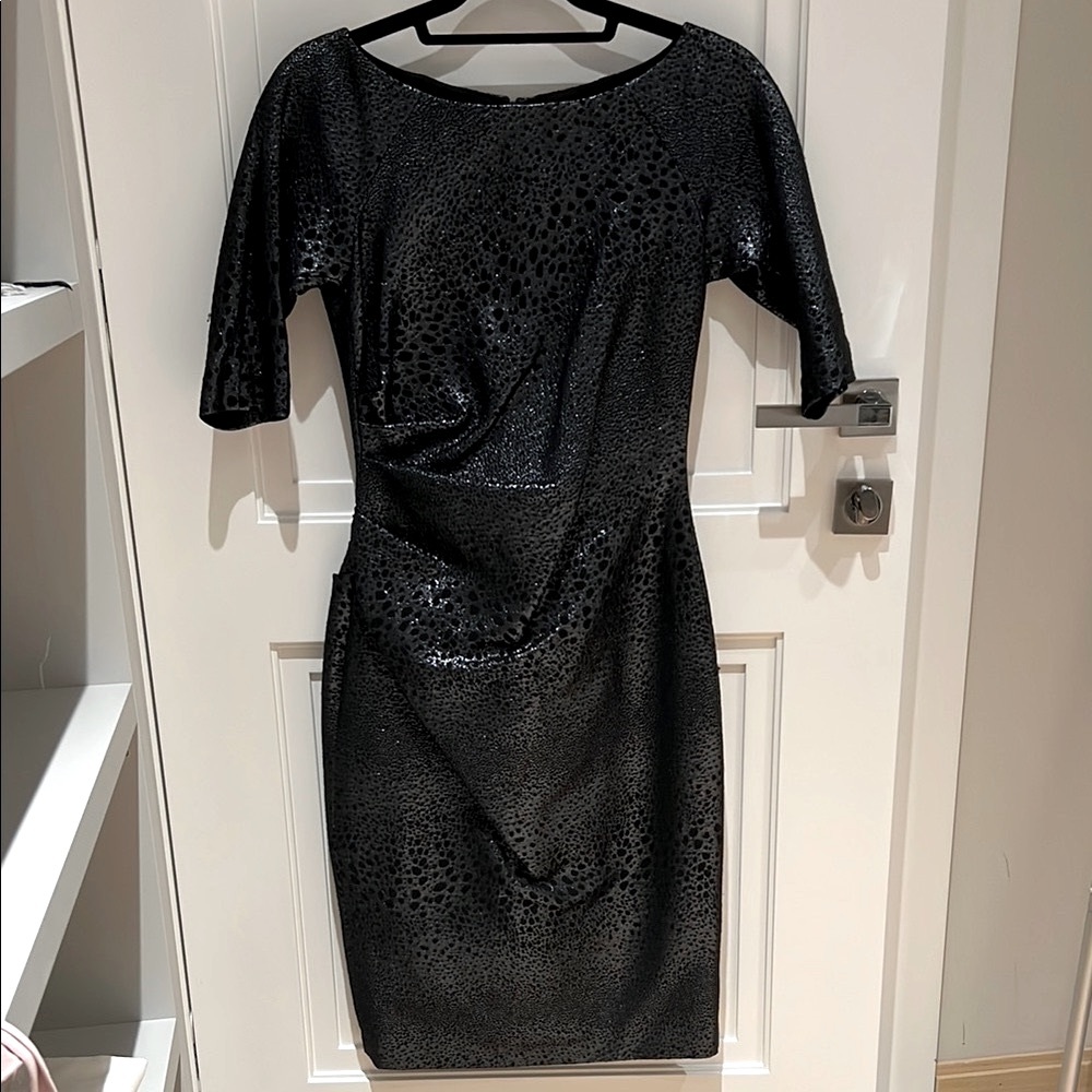 Lela Rose Black Metallic Dress